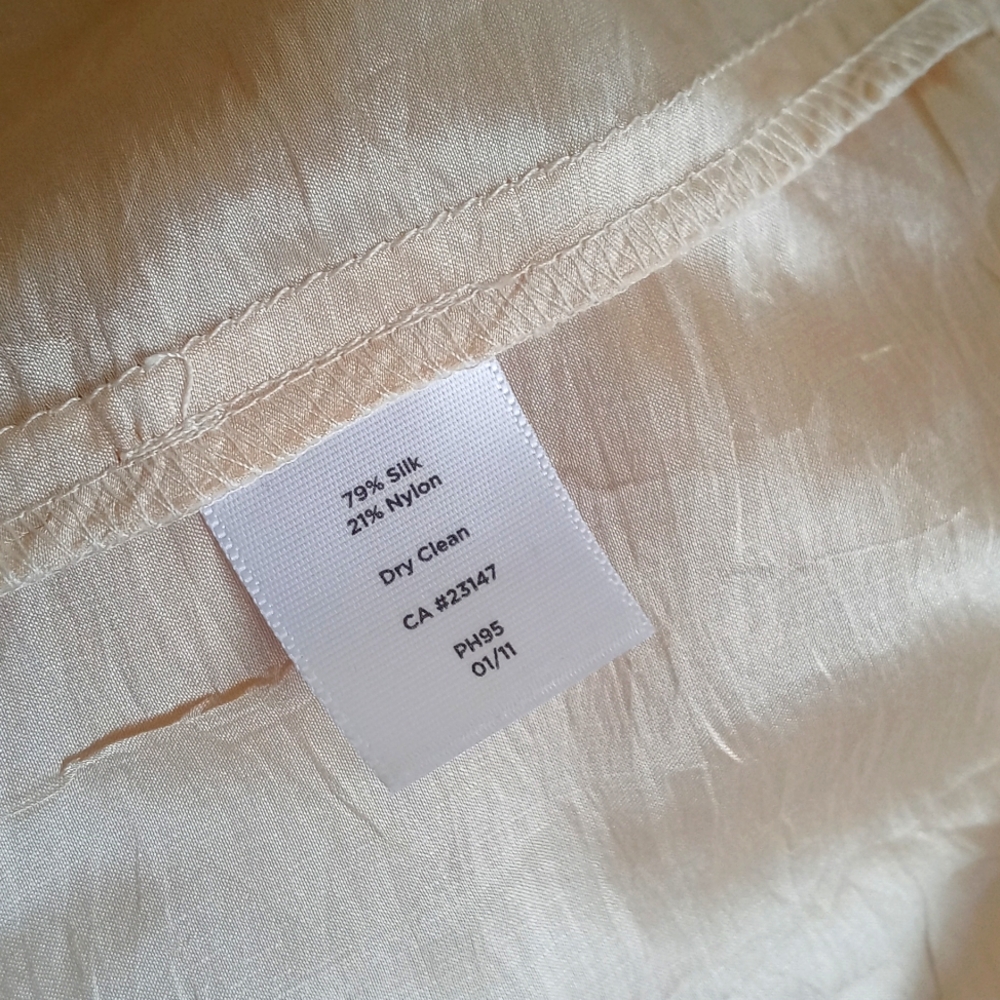 Talbots Elegant Women’s Cream Silk Nylon 3/4 Sleeve Women’s Blouse MP - Picture 11 of 13